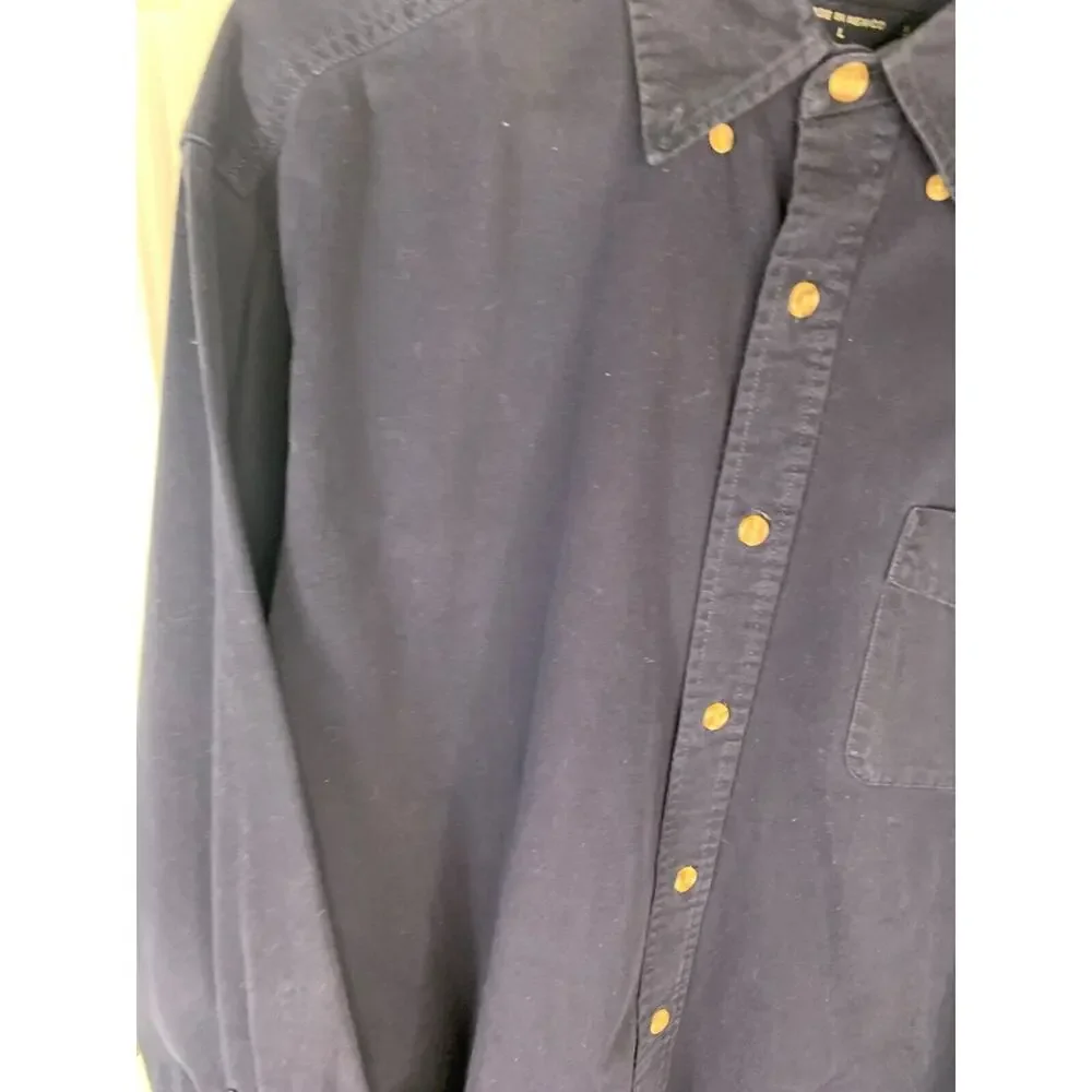 Dockers Mens Navy Blue Button-Down Long Sleeve Shirt Size L 100% Cotton